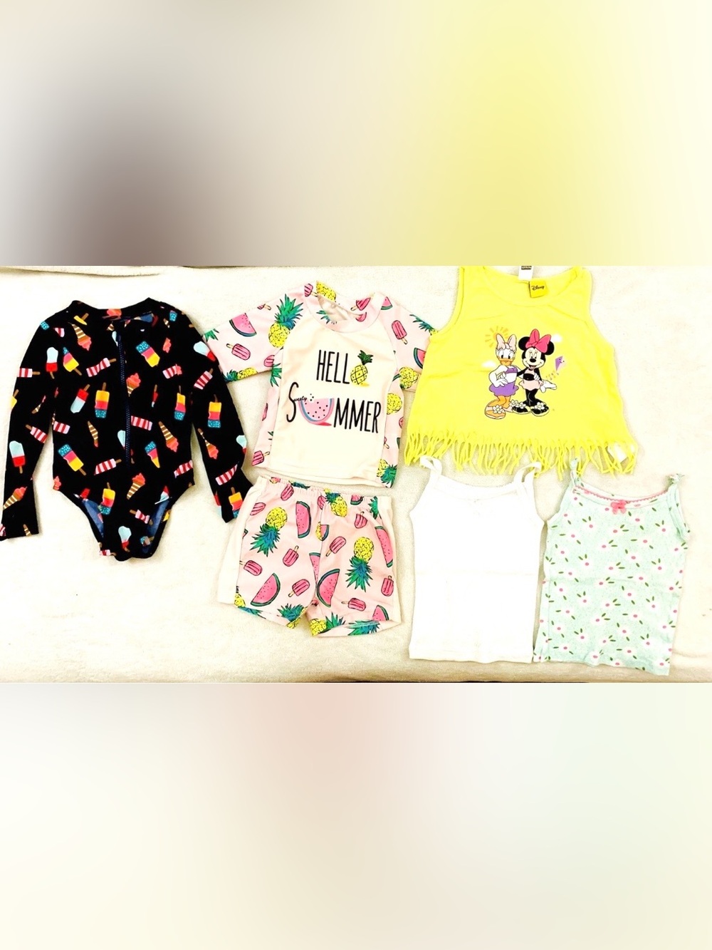 Lot Of Girls Clothes Swimsuits Cotton TShirts Size 2T Disney Excellent Condition